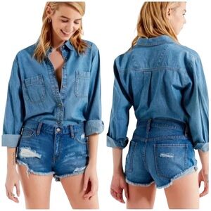 Urban Outfitters x BDG Cutoffs Distressed Blue Denim Jean Shorts Mid Rise | 26